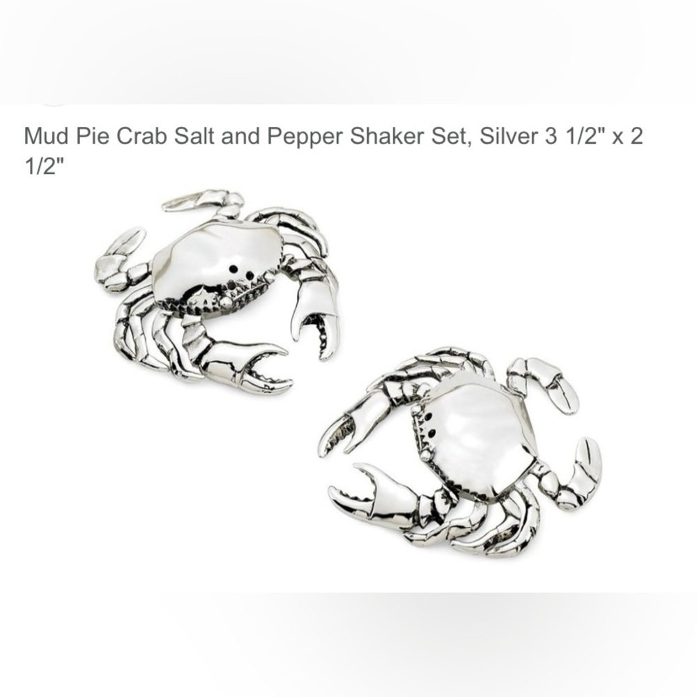 Mud Pie Silver Crab Salt and Pepper Shakers